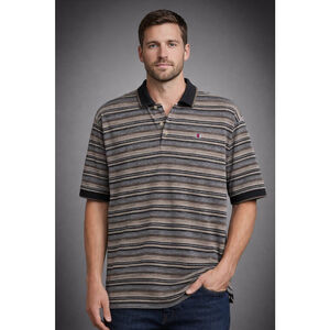 Siegfried Striped Polo Shirt Mens Large Cotton Brown Tan Black
